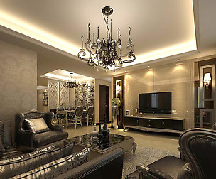 Avant-garde luxury family living room 107
