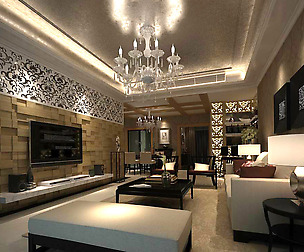 Avant-garde luxury family living room 159