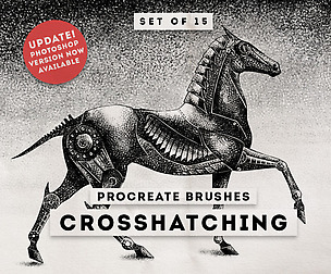 Crosshatching Procreate and Photoshop brushes
