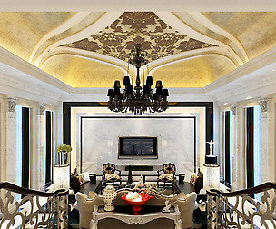 Fashion luxury villa reception living room - 93