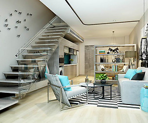 Fashionable avant-garde living room design 55