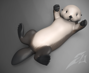 Sea Otter 3D Print Model OBJ STL and VRML