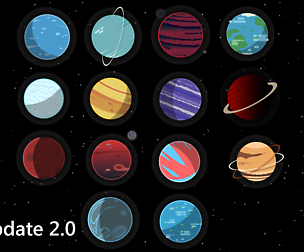 Planets with Space Background in Flat Style
