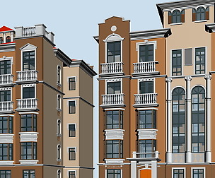 City ancient palace building luxury villas - 09