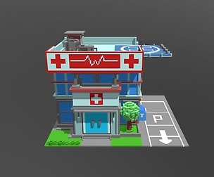 Voxel Hospital 3d Building Unity Low-Poly