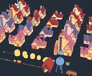 Cartoon country village kit