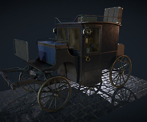 Lowpoly PBR Brougham Carriage