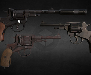 Lowpoly PBR Nagant Revolver With A Silencer