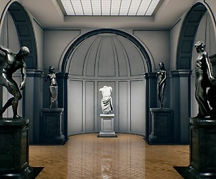 Classical statues and interiors