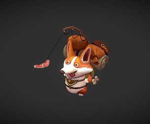 Corgi Traveller, hand painted, low poly game model