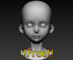 Stylized Female Young Head Base Mesh