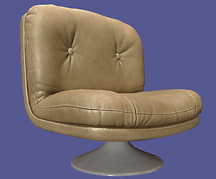 Retro vintage 70s chair cream leather low poly