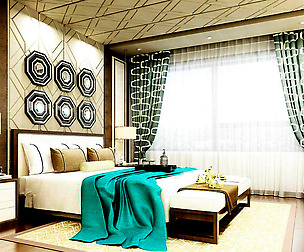 Stylish European bedroom 06