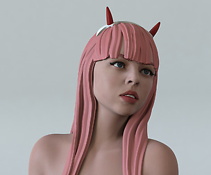 The girl with horns