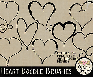 Heart Doodle Photoshop Brushes