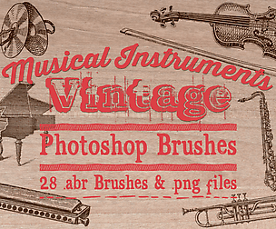 Vintage Music Instrument Photoshop Brushes