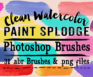 Clean Paint Spodge Watercolor Photoshop Brushes