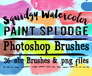 Squidgy Paint Splodge Watercolor Photoshop Brushes