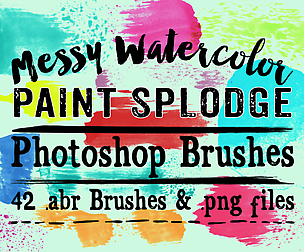 Messy Paint Splodge Watercolor Photoshop Brushes