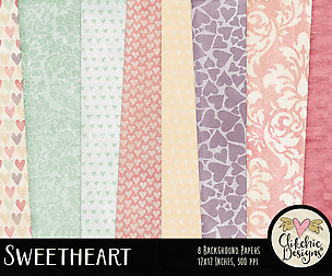 Shabby Damask & Hearts Texture Pack