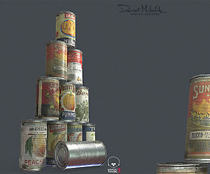 10 old Tin Can with Food