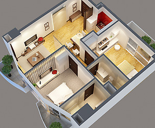3D Model modern interior apartment