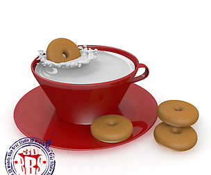 Cup of milk with biscuits