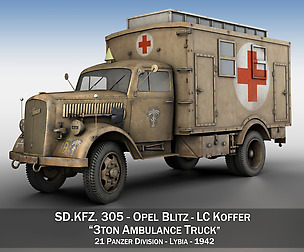 Opel Blitz - 3t Ambulance Truck - 21 PzDiv