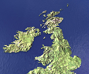 Great Britain and Ireland 3D map