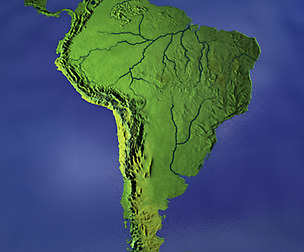 South America 3D map