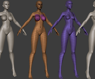 Stylized Female Large Breasts Highpoly and Base