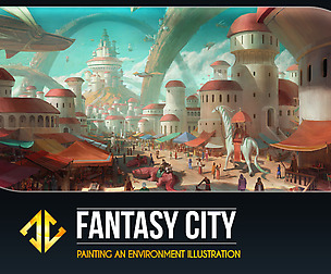 Fantasy City Painting an Environment Illustration
