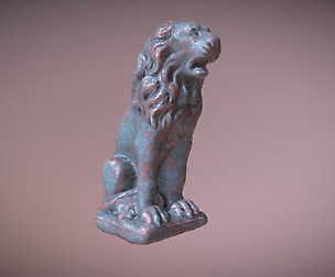 Copper Lion Statue Oxidized