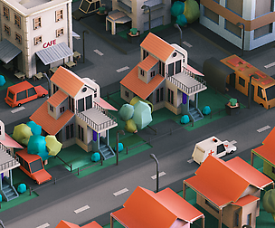 Simple City Town Low Poly Assets VR - AR - Game
