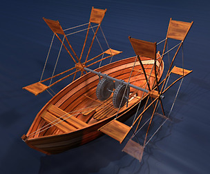 Leonardo boat with shovels