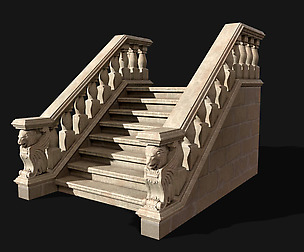 Low-poly Modular Stairway with Winged Lions