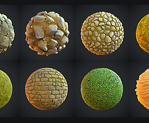 land_mix pack of 14 stylized materials