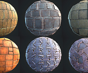 "riveted metal" - pack of 16 stylized materials