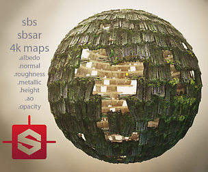 Wooden Roof Tileable PBR Material (Double Sided)