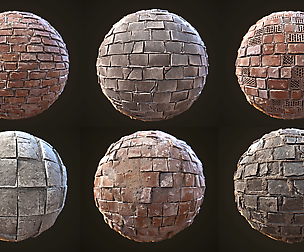 package PBR materials "stone-brick"