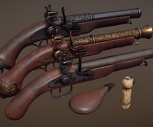 Lowpoly PBR Flintlock Pistol Pack