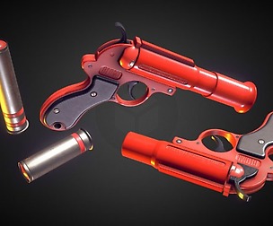 Lowpoly PBR Flare Gun
