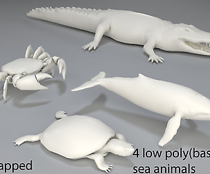 Sea Animals - 4 pieces-low poly-part 1