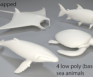 Sea Animals - 4 pieces-low poly-part 2