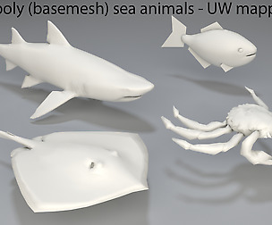 Sea Animals - 4 pieces-low poly-part 3