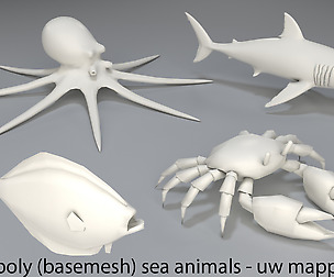 Sea Animals - 4 pieces-low poly-part 4