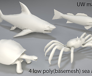 Sea Animals - 4 pieces-low poly-part 5