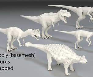 Dinosaur-5 pieces low poly-part 3