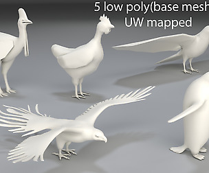 Birds - 5 pieces-low poly-part 1