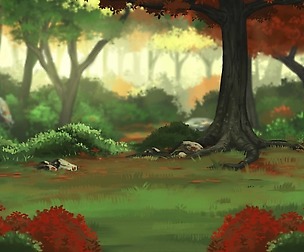 Parallax Red Forest Background